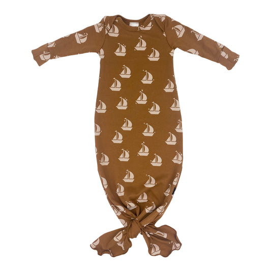 Baby Knotted Gown | Sailboats Pajama Set Bamboo/cotton 1