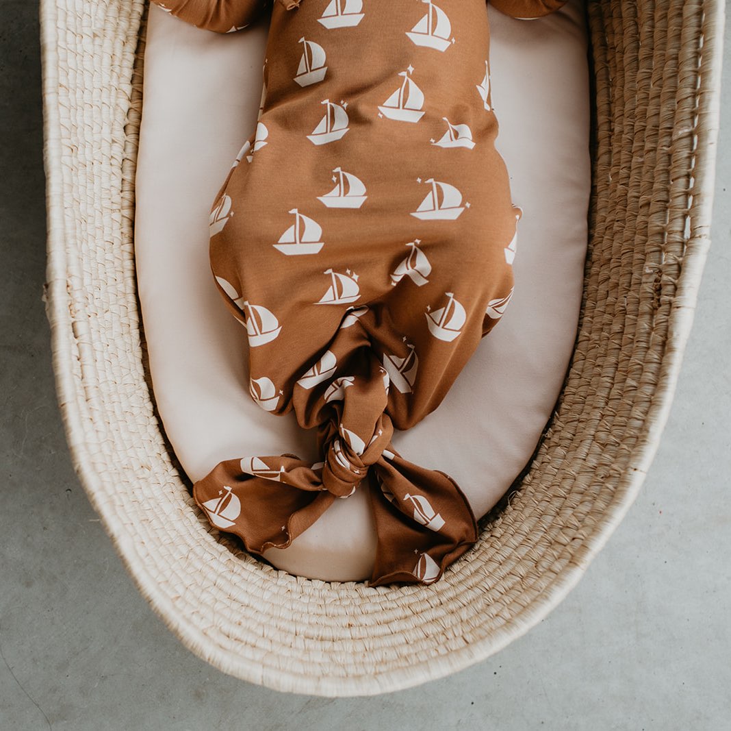 Baby Knotted Gown | Sailboats