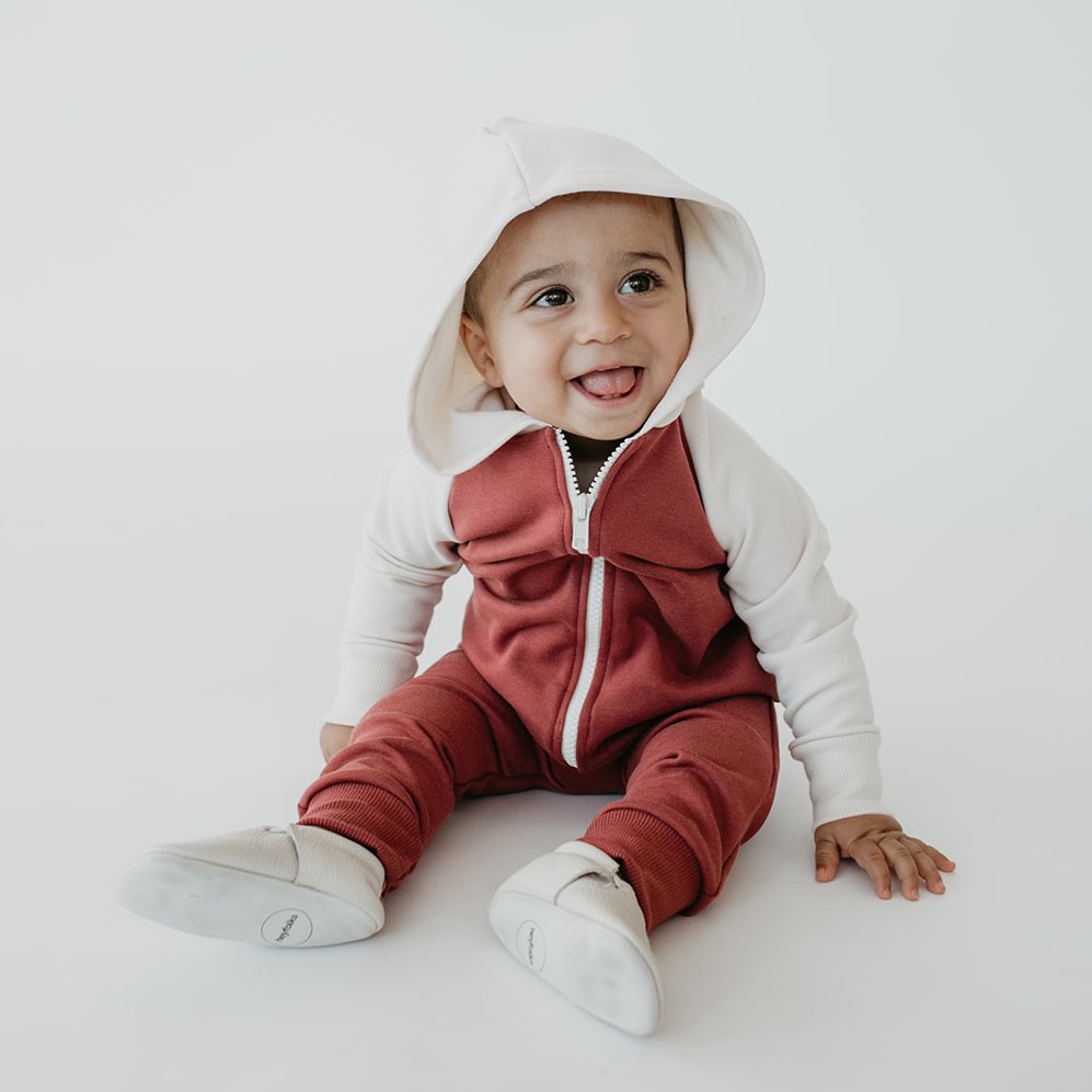 Baby/kid’s Fleece-lined Hooded Jumpsuit | Burgundy & Cream Kid’s Joggers