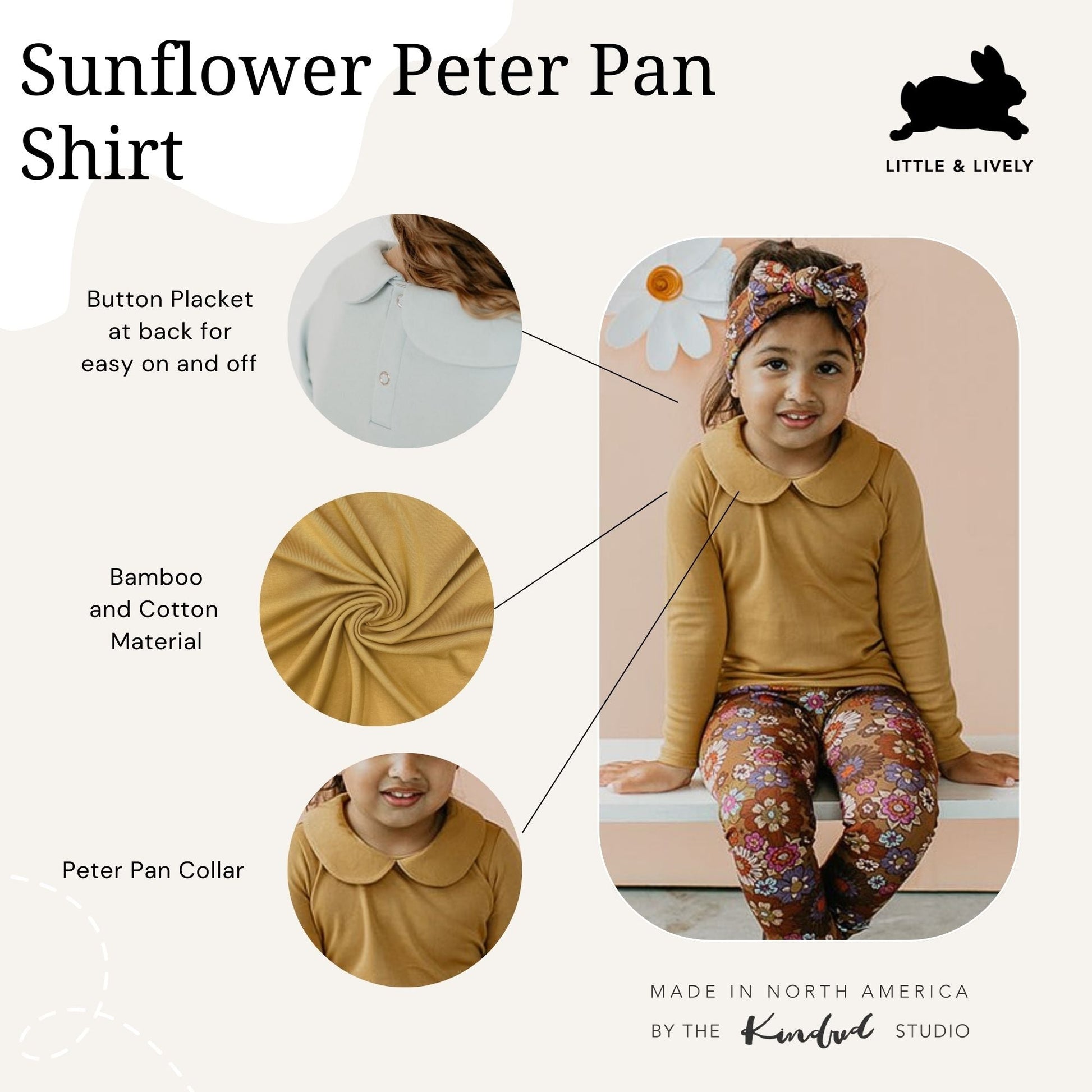 Baby/Kid's Long Sleeve Peter Pan Shirt | Sunflower
