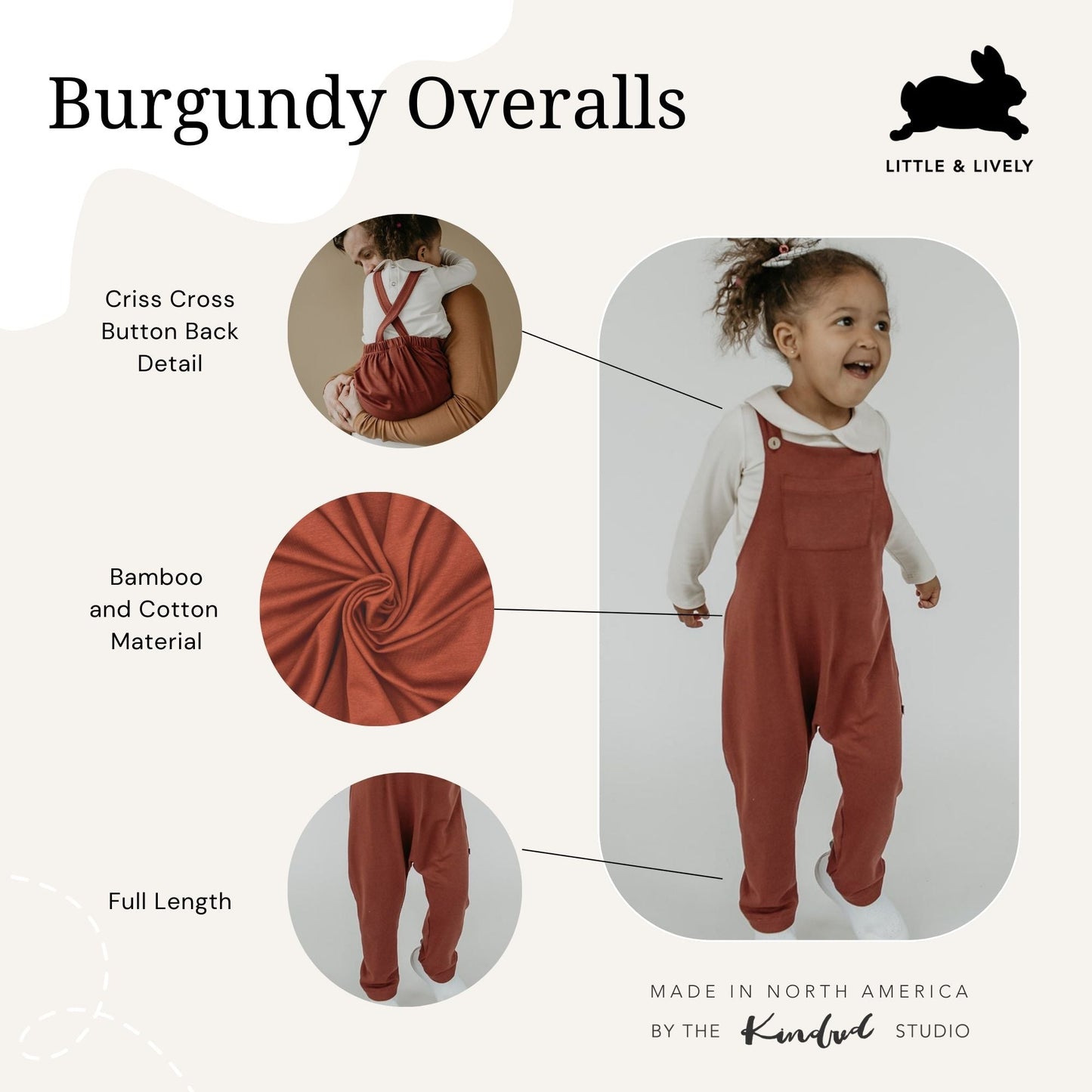 Baby/kid’s Overalls | Burgundy Kid’s Overalls Bamboo/cotton 9