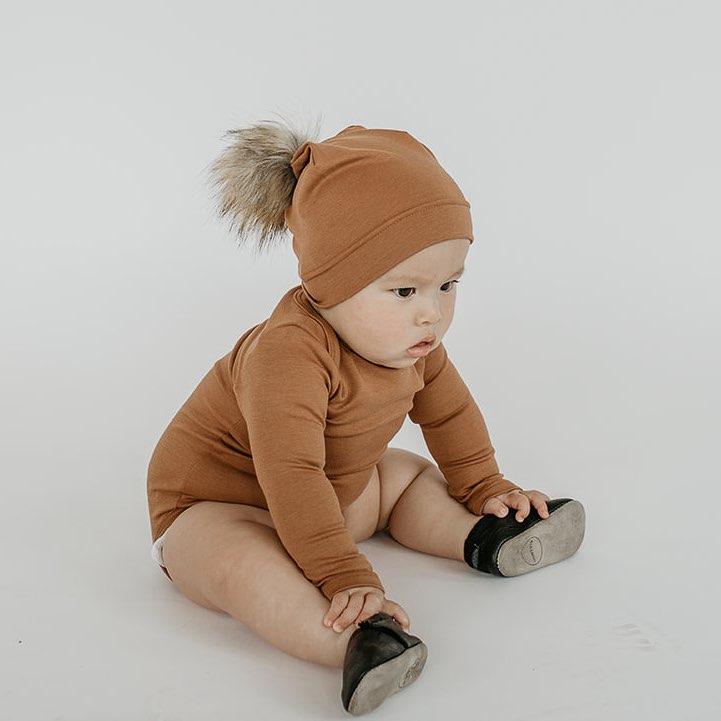 Baby/Kid's Pom Pom Beanie | Caramel