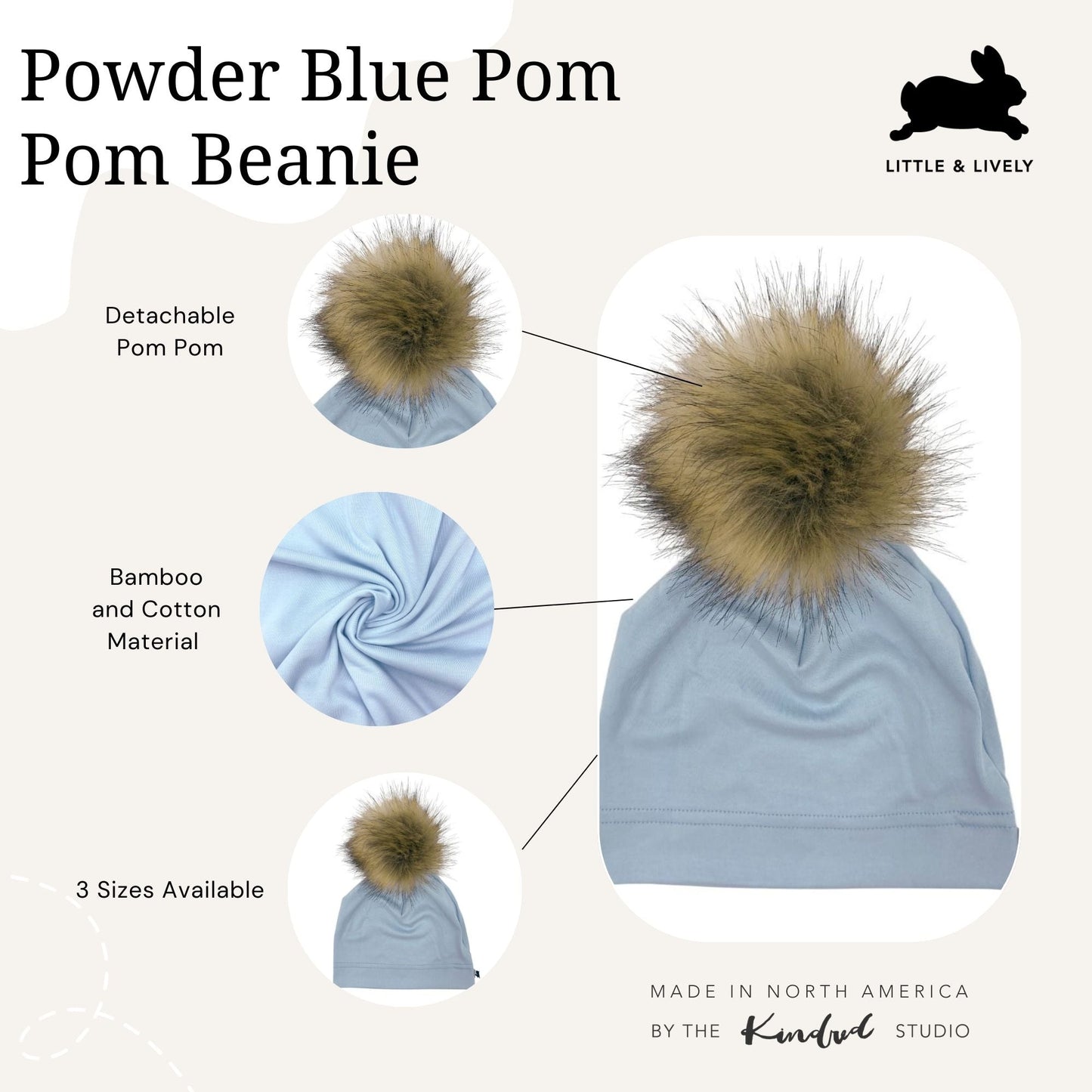 Baby/kid’s Pom Beanie | Powder Blue Beanie Bamboo/cotton 5