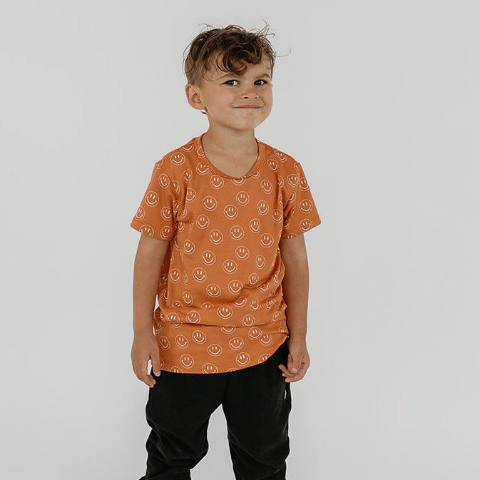 Baby/Kid's/Youth All-Over Print Slim-Fit T-Shirt | Orange Smilies
