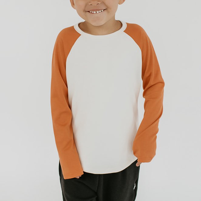 Baby/Kid's/Youth Baseball Raglan Shirt | Cream & Orange