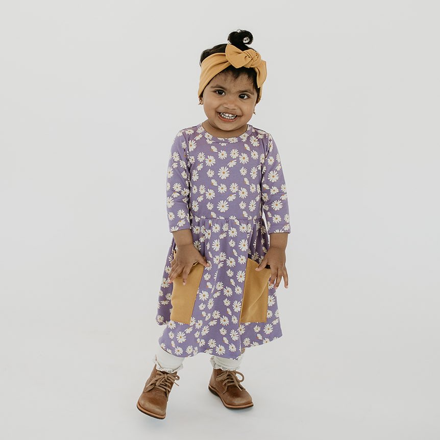 Baby/Kid's/Youth Clementine Dress | Purple Daisies