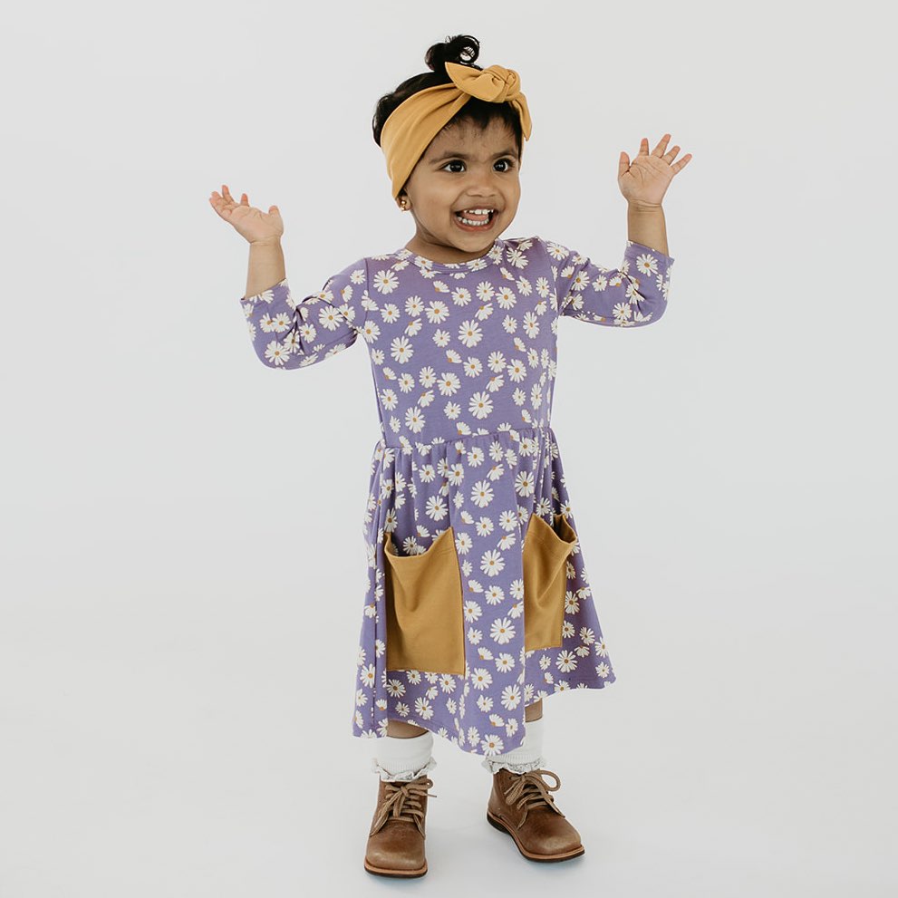 Baby/Kid's/Youth Clementine Dress | Purple Daisies