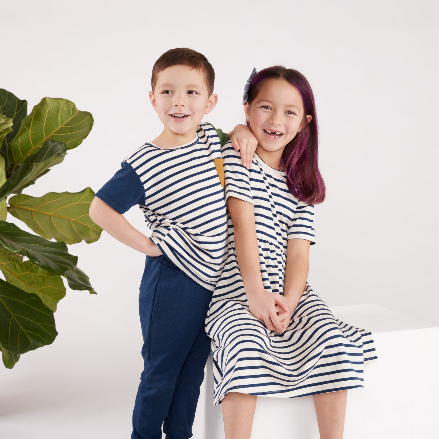Baby/kid’s/youth Daphne Dress | Navy Stripe Girl’s Bamboo/cotton 8