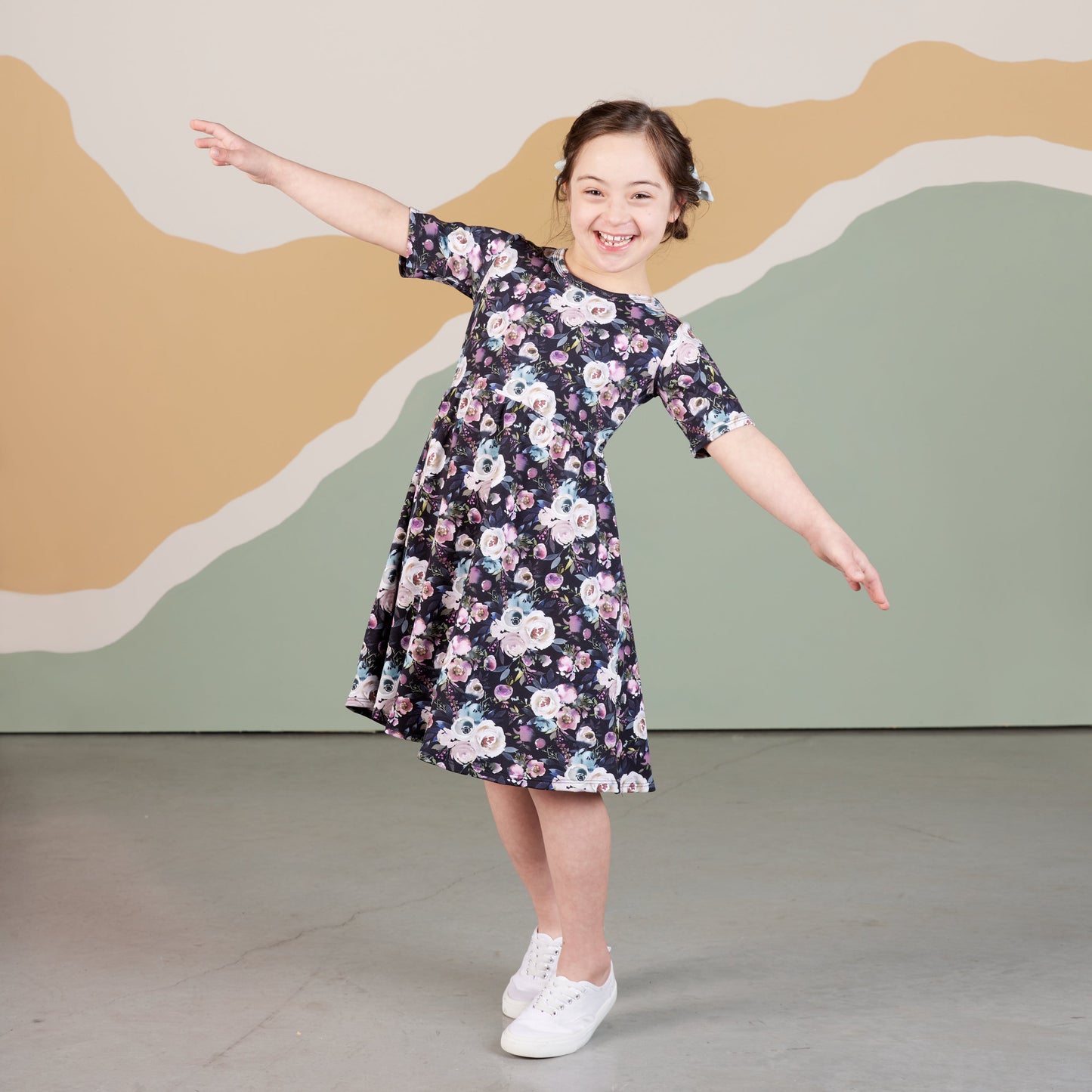 Baby/kid’s/youth Daphne Dress | Watercolour Floral Girl’s Bamboo/cotton 5