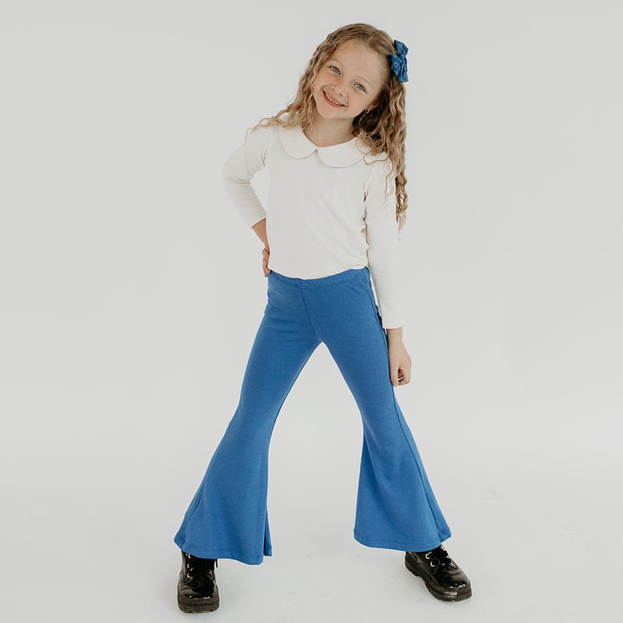 Baby/kid’s/youth Flares | Classic Blue Leggings Bamboo/cotton 2