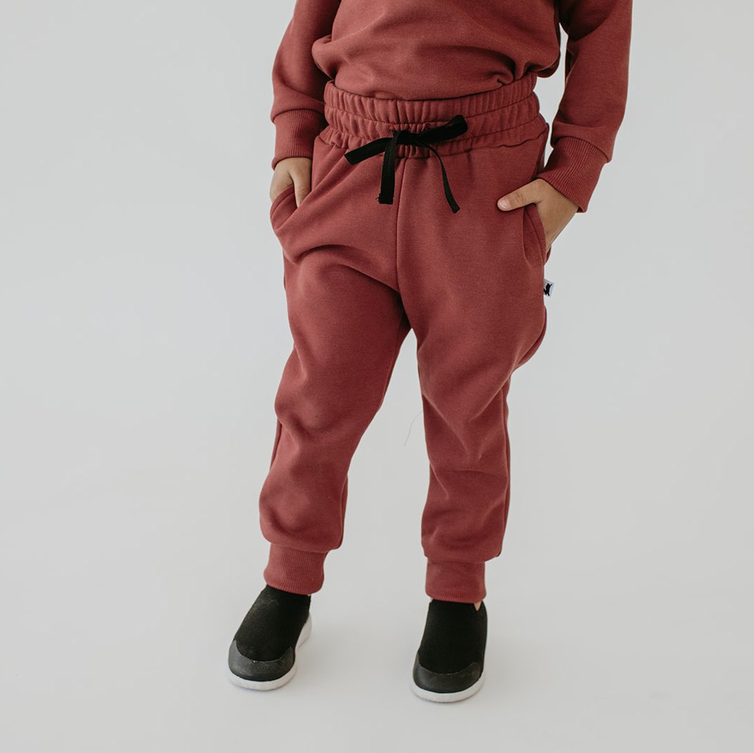 Baby/Kid's/Youth Fleece-Lined Drawstring Joggers | Burgundy