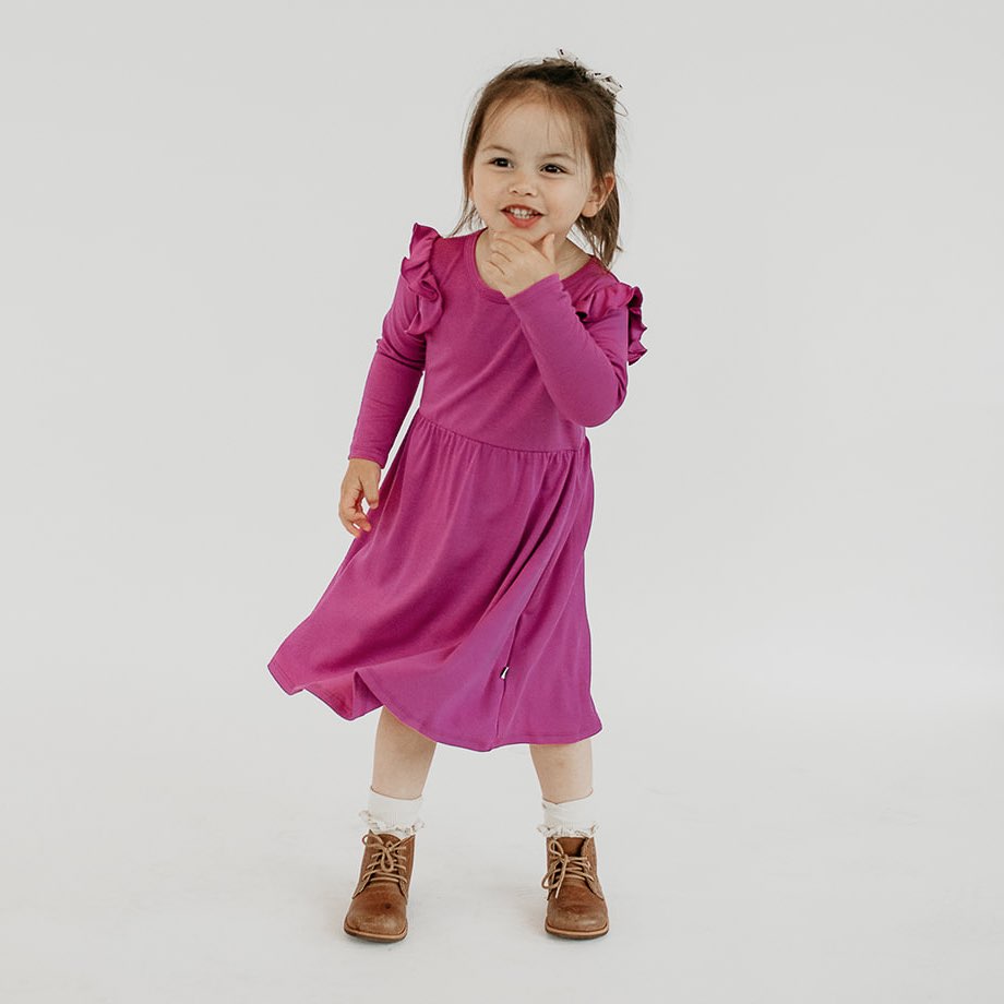 Baby/kids/youth Harper Dress | Magenta Girl’s Bamboo/cotton 3