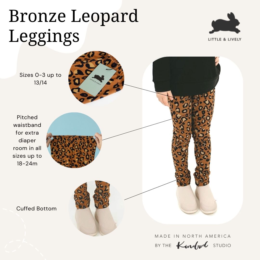 Baby/kid’s/youth Leggings | Bronze Leopard Leggings Bamboo/cotton 4