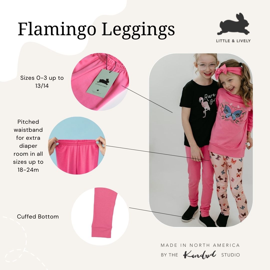 New Girls Small Pink Flamingo Leggings MomMeAndMore #leggings #flamingo