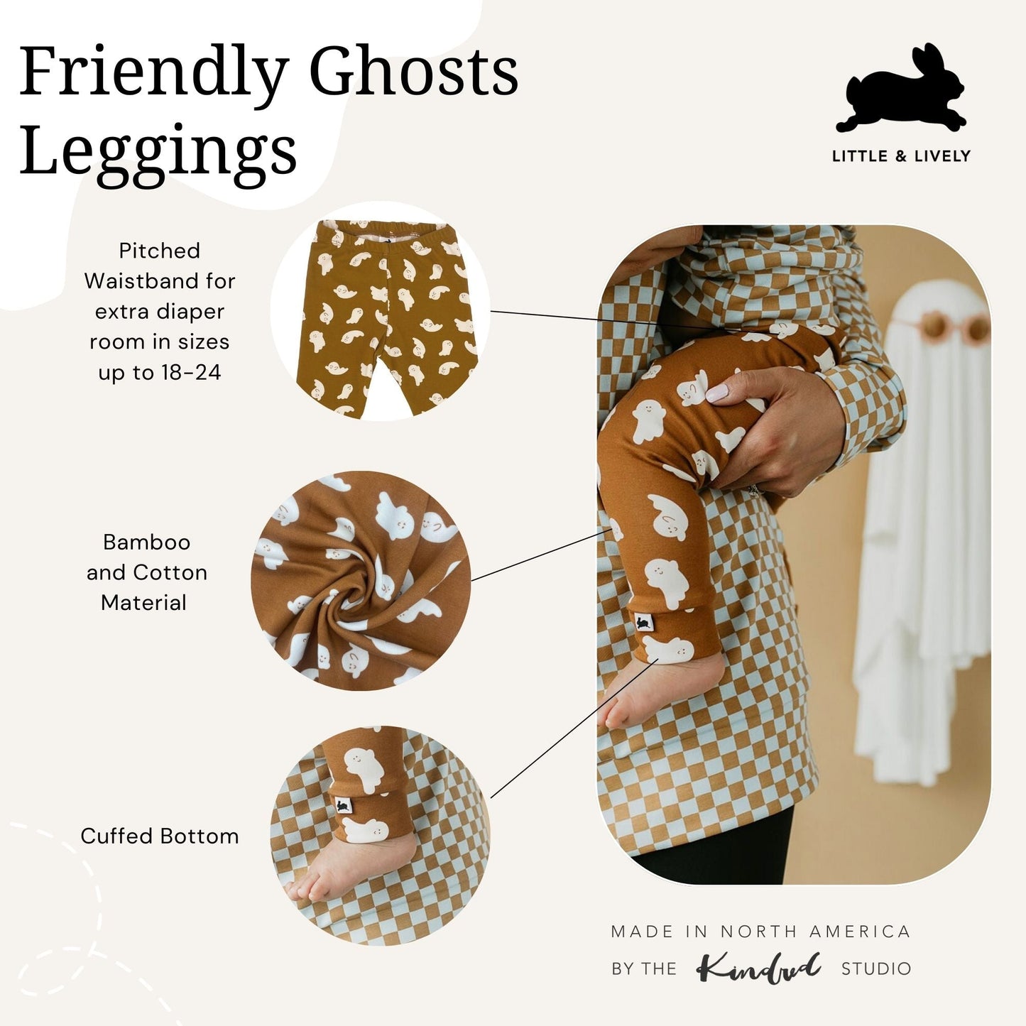Baby/kid’s/youth Leggings | Friendly Ghosts Leggings Bamboo/cotton 10