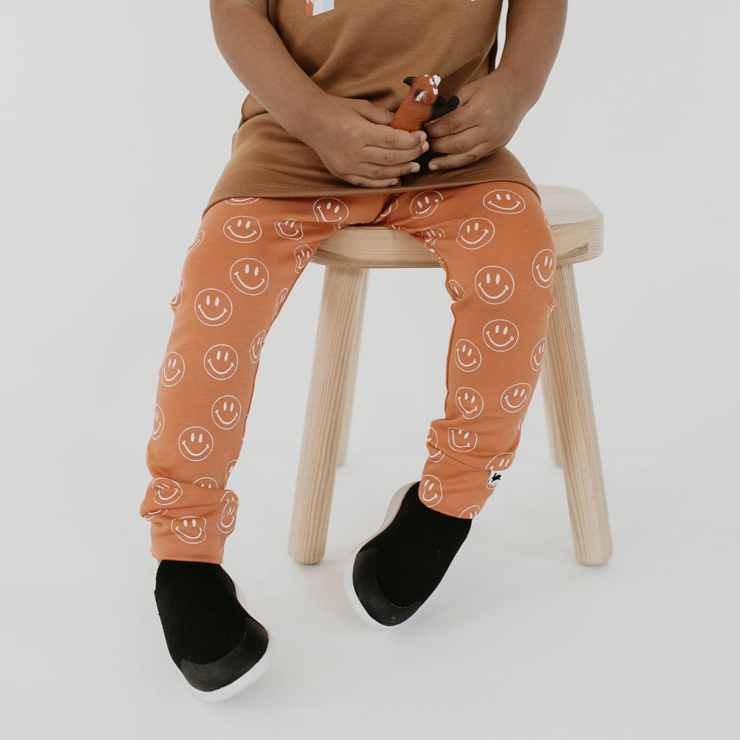 Baby/kid’s/youth Leggings | Orange Smilies Leggings Bamboo/cotton 3