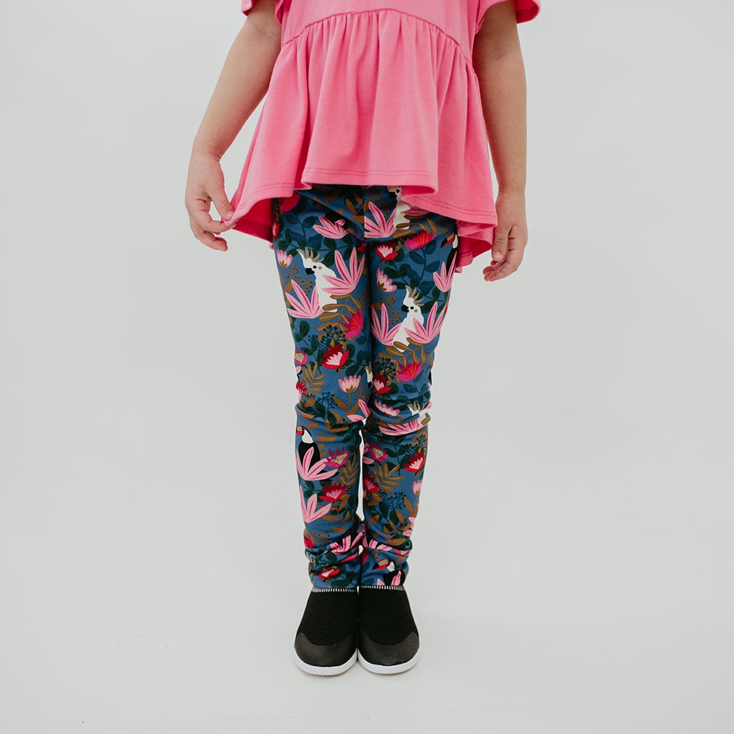 Pink Flamingo Kids Girls Leggings (2T-7), Tropical Toddler