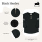 Baby/kid’s/youth Long Sleeve Henley | Black Kid’s Bamboo/cotton 6