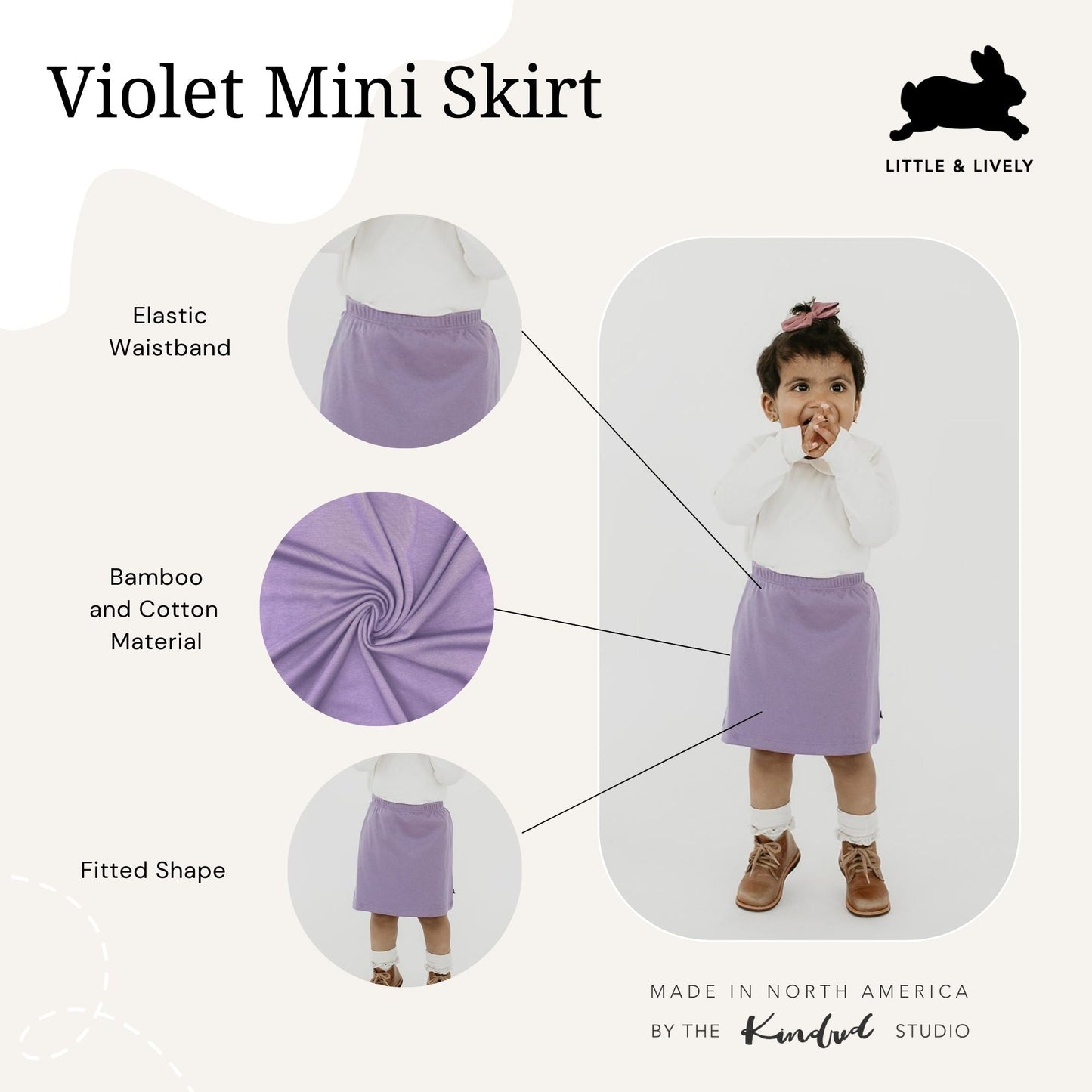 Baby/kid’s/youth Mini Skirt | Violet Bamboo/cotton 8