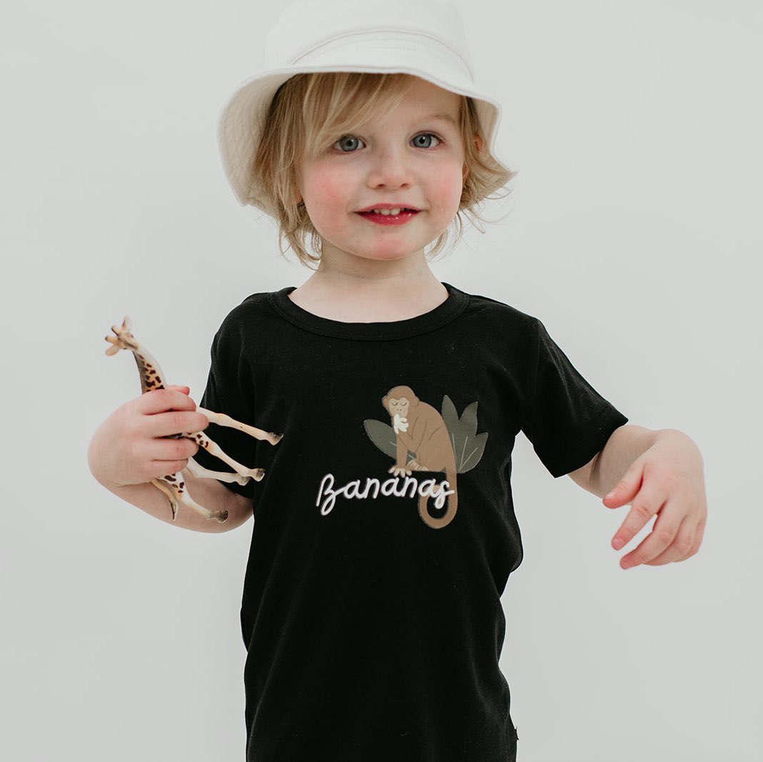 Baby/kid’s/youth ’monkey’ Slim-fit T-shirt | Black Kid’s Bamboo/cotton 2