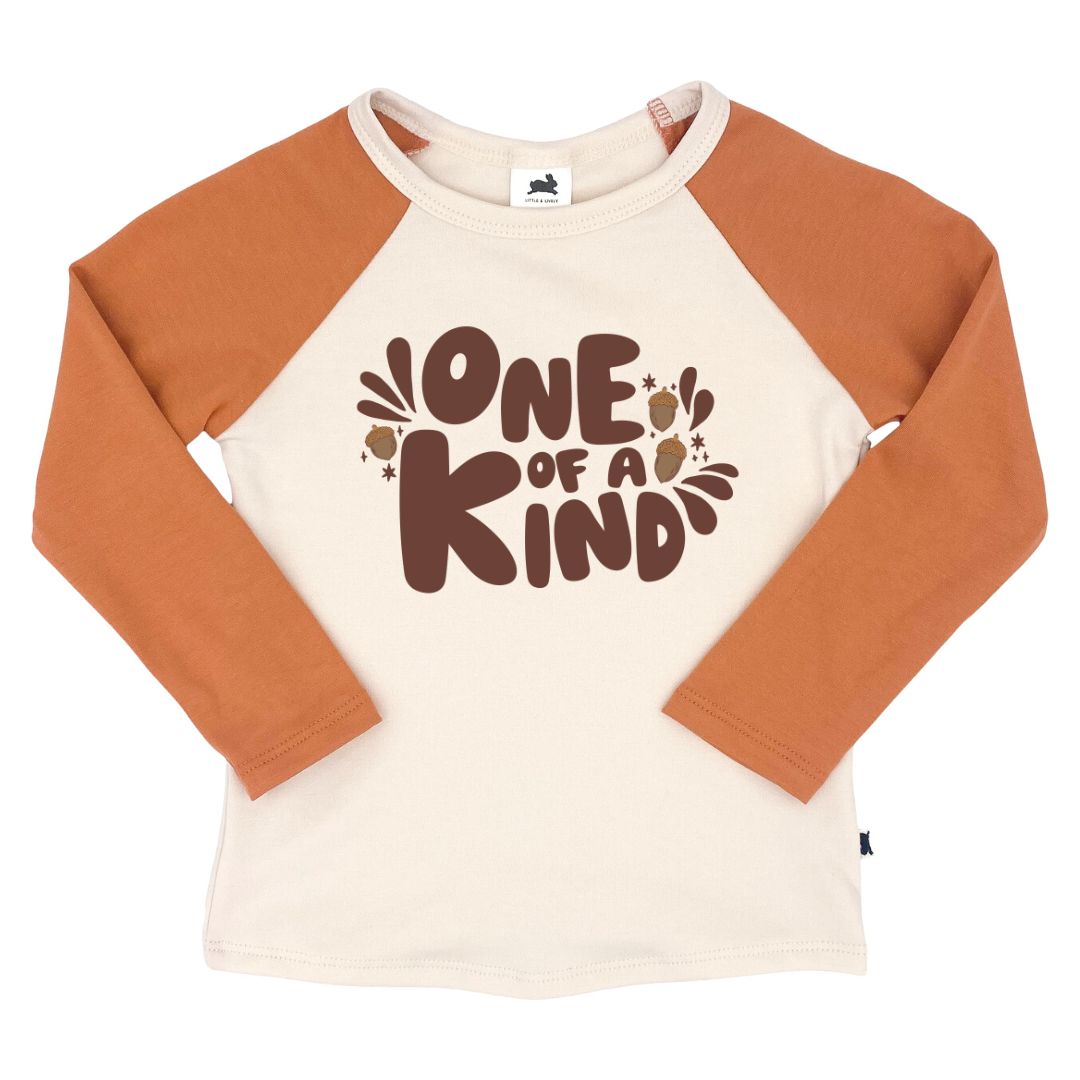 Baby/Kid's/Youth 'One of a Kind' Baseball Raglan Shirt | Cream & Orange