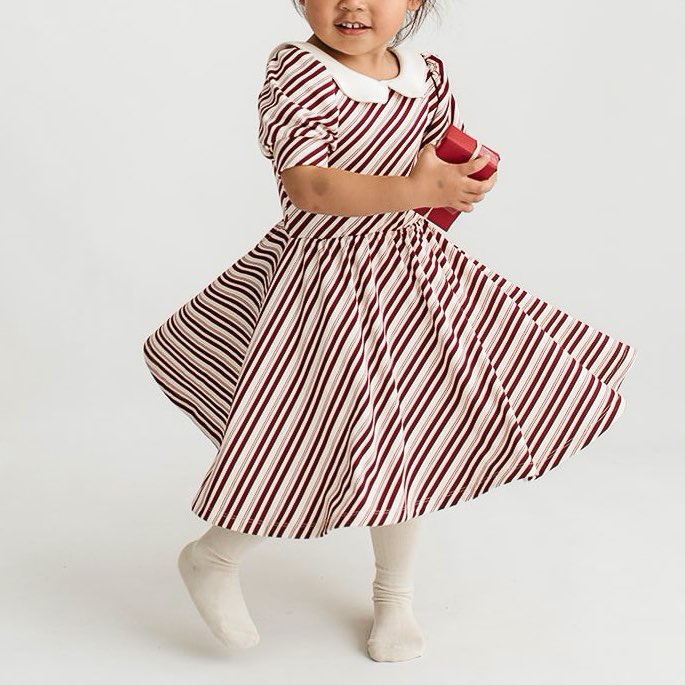 Baby/kid’s/youth Penelope Dress | Candy Cane Girl’s Bamboo/cotton 7