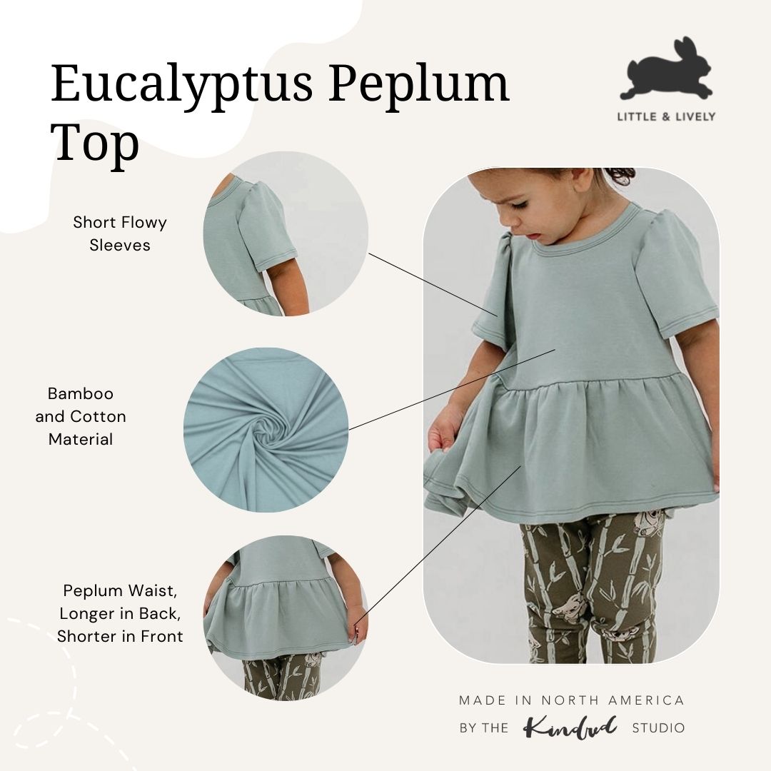 Baby/Kid's/Youth Peplum Top | Eucalyptus