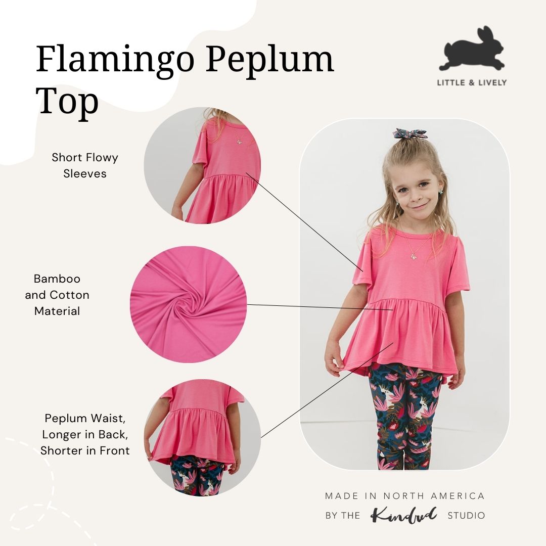 Baby/Kid's/Youth Peplum Top | Flamingo