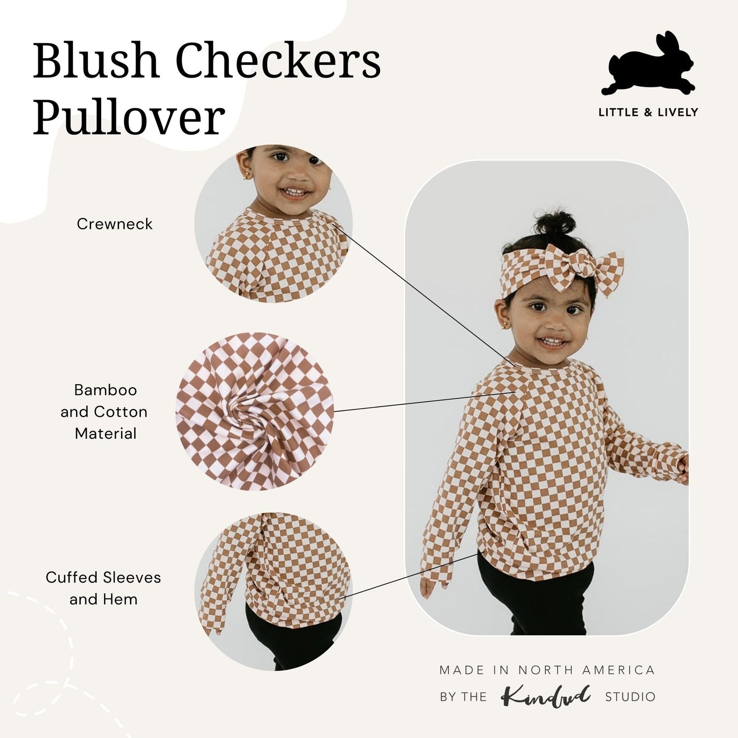 Baby/kid’s/youth Pullover | Blush Checkers Kid’s Bamboo/cotton 11