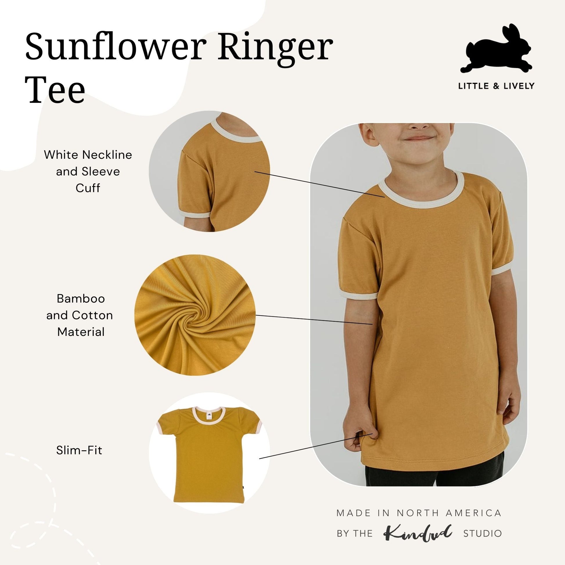 Baby/Kid's/Youth Ringer Slim-Fit T-Shirt | Sunflower