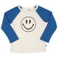 Baby/kid’s/youth ’smiley’ Baseball Raglan Shirt | Cream & Classic Blue Kid’s