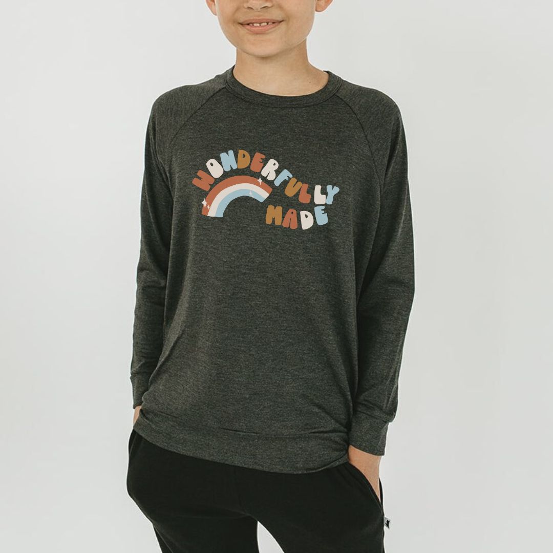 Baby/kid’s/youth ’wonderfully Made’ Pullover | Charcoal Kid’s Bamboo/cotton 2