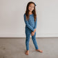 Kid’s/youth Long Sleeve Pajama Set | Blue Smilies Bamboo/cotton 3