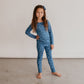 Kid’s/youth Long Sleeve Pajama Set | Blue Smilies Bamboo/cotton 5