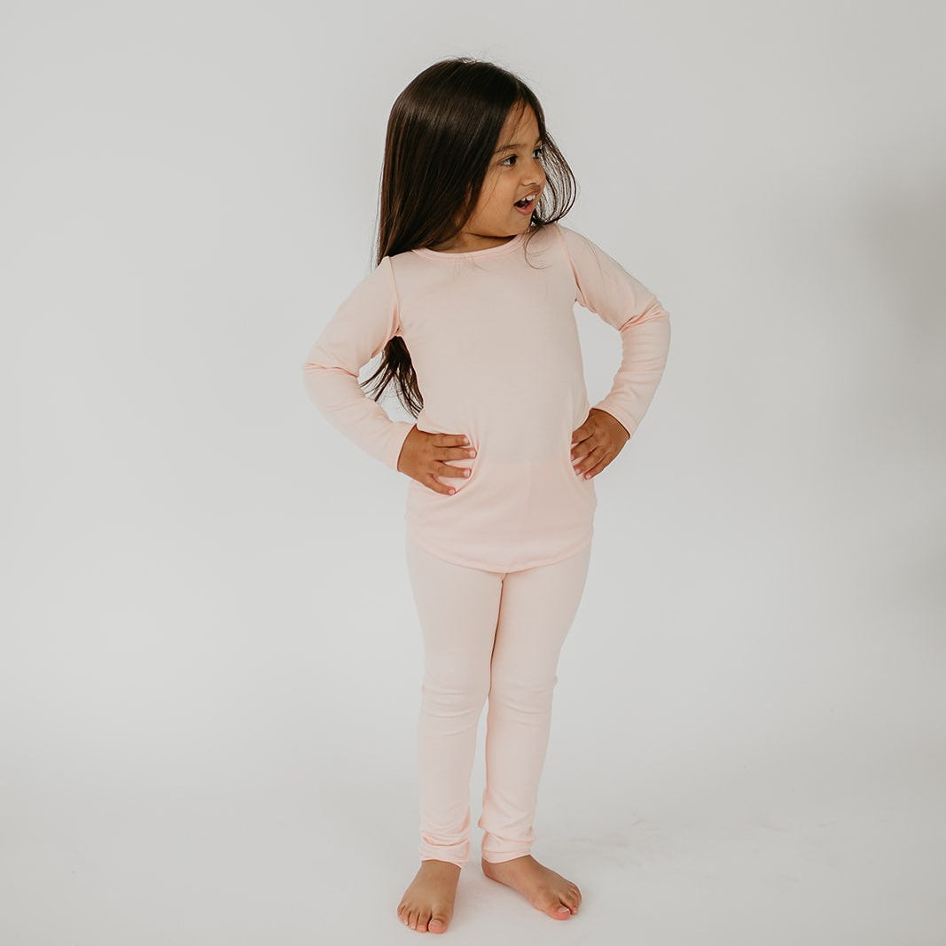 Kid’s/youth Long Sleeve Pajama Set | Blush Bamboo/cotton 2