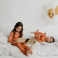 Kid’s/youth Long Sleeve Pajama Set | Orange Smilies Bamboo/cotton 9
