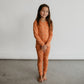Kid’s/youth Long Sleeve Pajama Set | Orange Smilies Bamboo/cotton 2