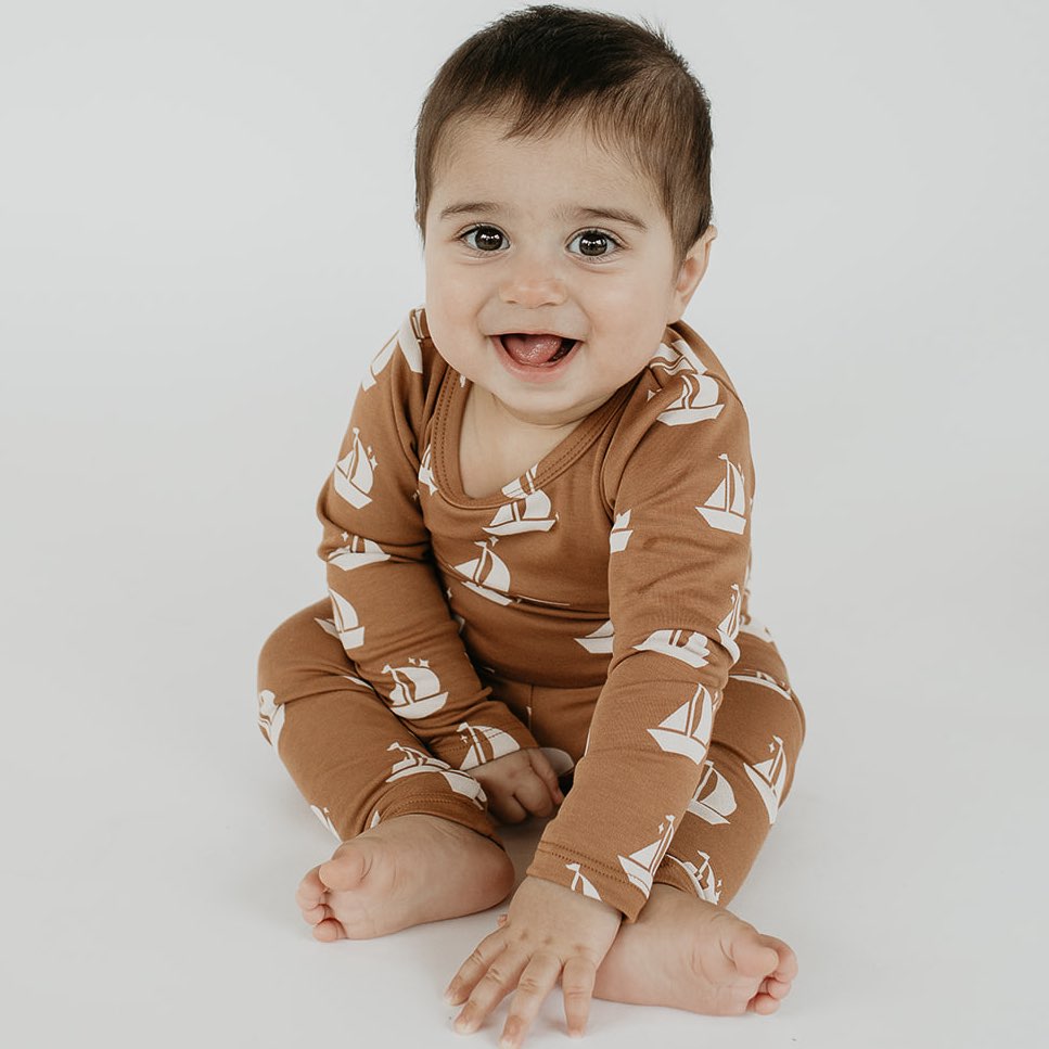 Kid’s/youth Long Sleeve Pajama Set | Sailboats Bamboo/cotton 9