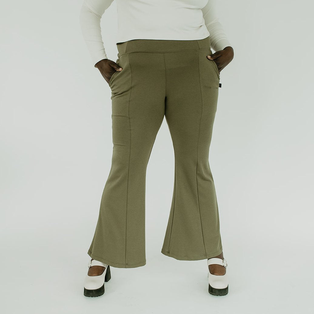 Denolix Women's & Girls' Solid Side Split Hem Flare Leg Bell Bottom Pants  Trouser