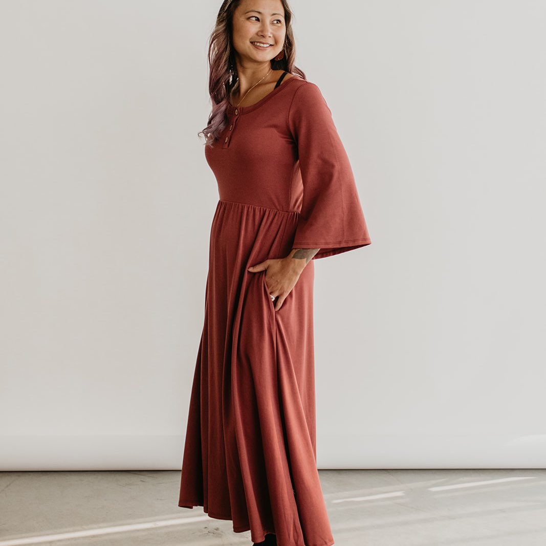 Women’s Flora Dress | Burgundy Bamboo/cotton 9