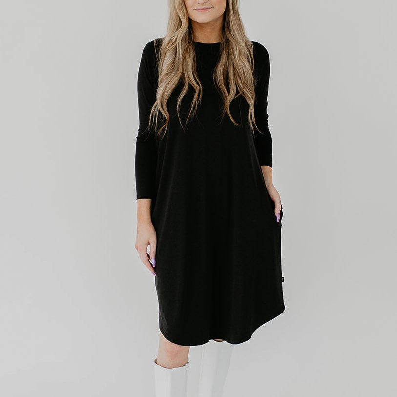 Women’s Luna Dress | Black Bamboo/cotton 2
