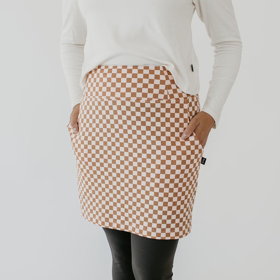 Women’s Mini Skirt | Blush Checkers Leggings Bamboo/cotton 1