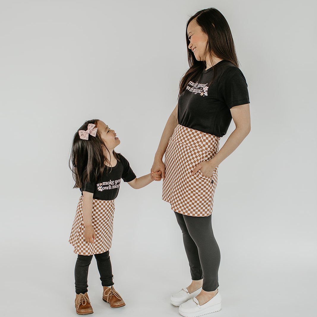 Women’s Mini Skirt | Blush Checkers Leggings Bamboo/cotton 8