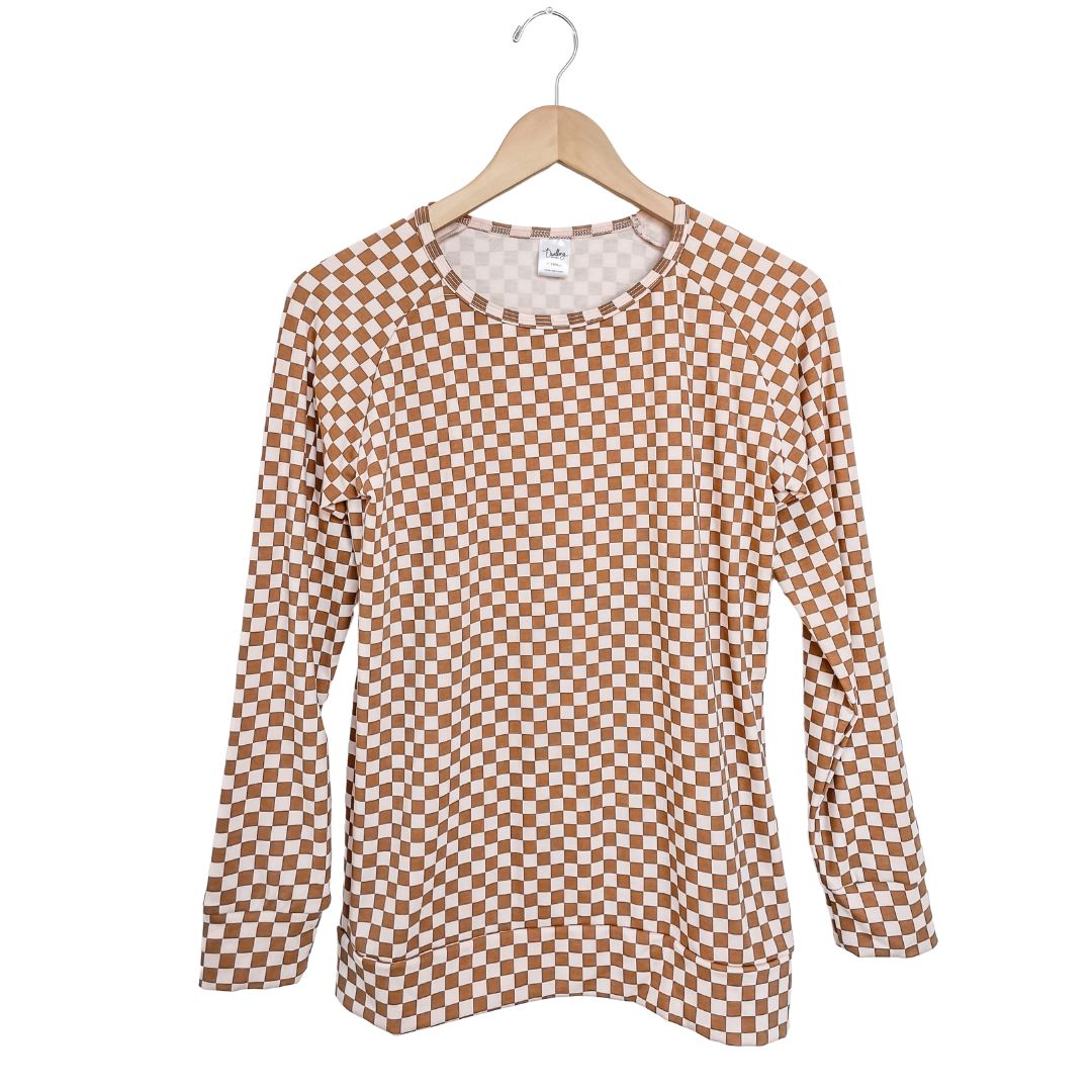 Women’s Pullover | Blush Checkers Bamboo/cotton 1