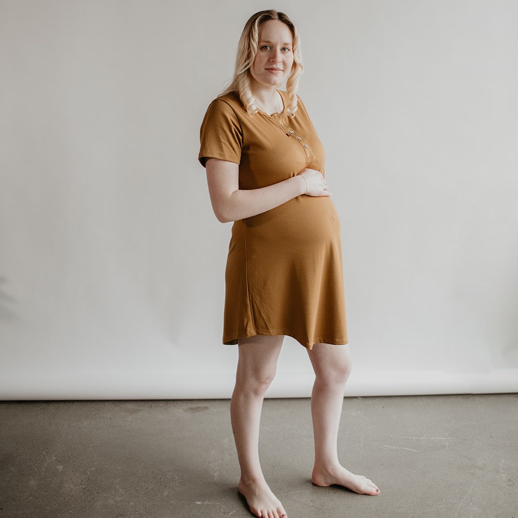Women’s Short Sleeve Nightgown | Umber Pajama Set Bamboo/cotton 1