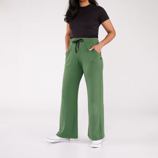 Women’s Wide Leg Pant | Leaf Green Leggings Bamboo/cotton 1